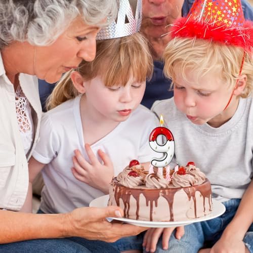 Laackys Cartoon Red White Lightning Birthday Candles Set of 9