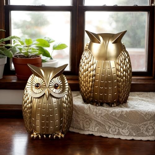 Gold Owl Statue for Home Decor and Gift