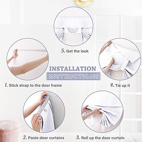RYB HOME Privacy French Door Curtains - Pure White 26x69 2 Pcs