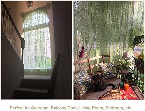 Ufurty 2 Pieces Willow Leaf Sheer Curtains