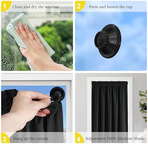 NICETOWN Blackout Curtain with Suctions Cups Door Panel