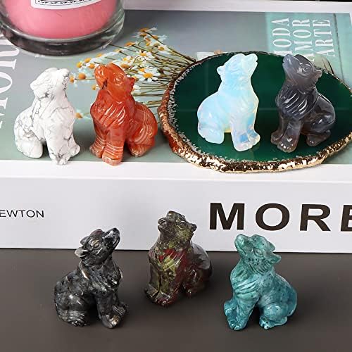 Artistone White Howlite Wolf Statue 20 Inch