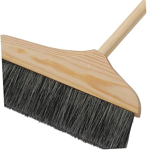 Mobestech 1 Set Solid Wood Bristle Broom and Dustpan