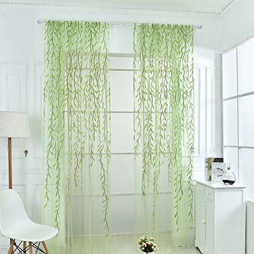 Ufurty 2 Pieces Willow Leaf Sheer Curtains