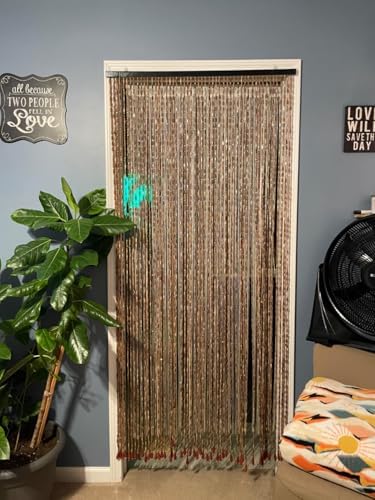 FlavorThings Bohemian Bamboo Beaded Curtain 36x79inch