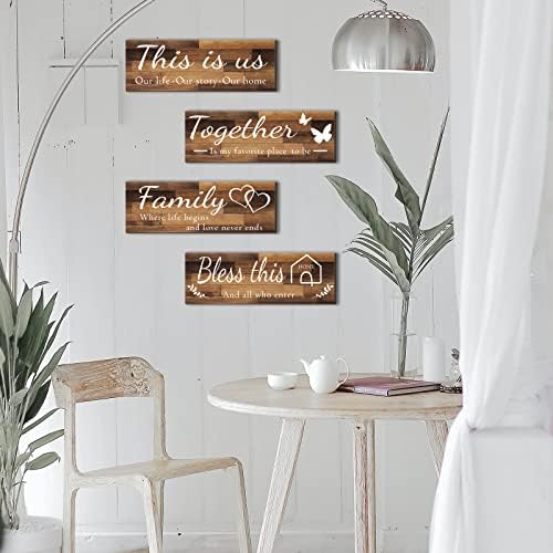 Joyhawk 4 Piece Wall Signs Set Rustic Wooden Farmhouse Decor