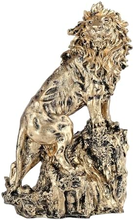 Handmade Resin King Lion Statue for Home Decor