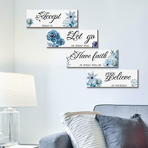 Joyhawk 4 Piece Blue Flower Wall Decor Set