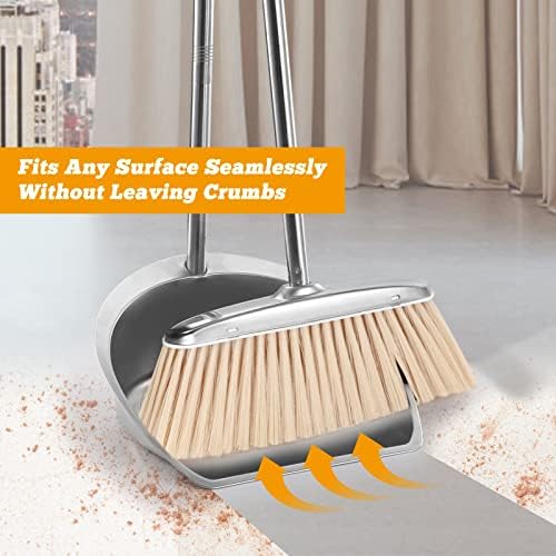 SUTINE Heavy Duty Broom and Dustpan Set with Long Handle