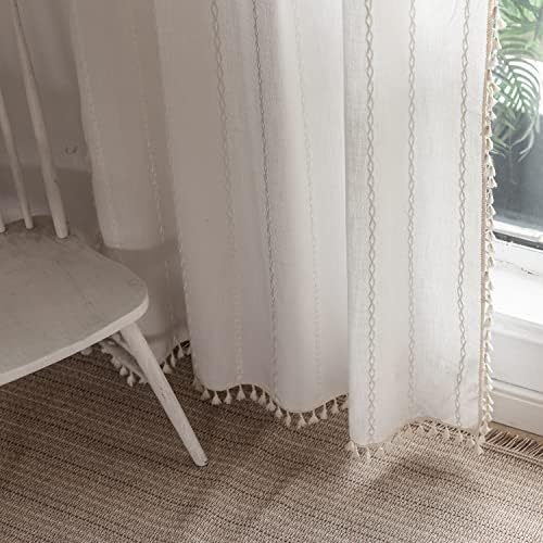 BCLBUSTE Boho Curtains 2 Panels 52x96 Inch Linen Drapes