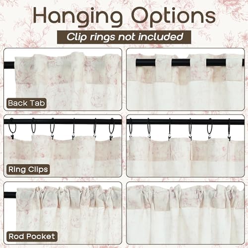 Lino Rosa Pink Floral Linen Curtains 96 In 2 Panel Set