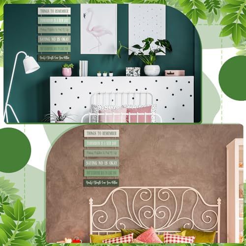 Pinkunn Sage Green Pink Inspirational Wooden Wall Art
