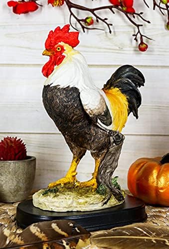 Ebros Black Breasted Rooster Statue with Base