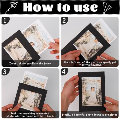 50 Pack 4x6 Black Paper Picture Frames with Easel