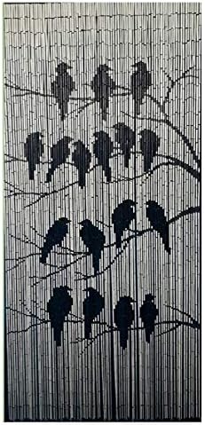 TACHILC Birds Bamboo Beaded Curtain for Doorway