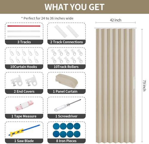 RINHARTEX Blackout Accordion Curtain Set