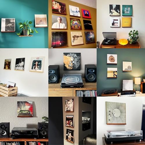 MNKE Vinyl Record Wall Mount - Elegant Solid Wood Display Ledge