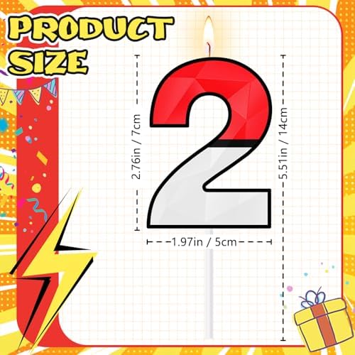 ZelZeluna Large 3D Cartoon Number 2 Birthday Candles