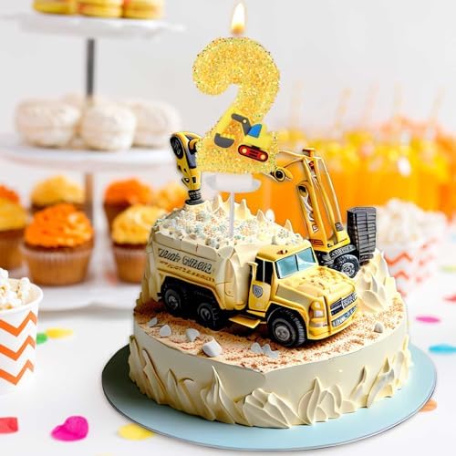 Yellow Truck Birthday Candle with Toy and Tray