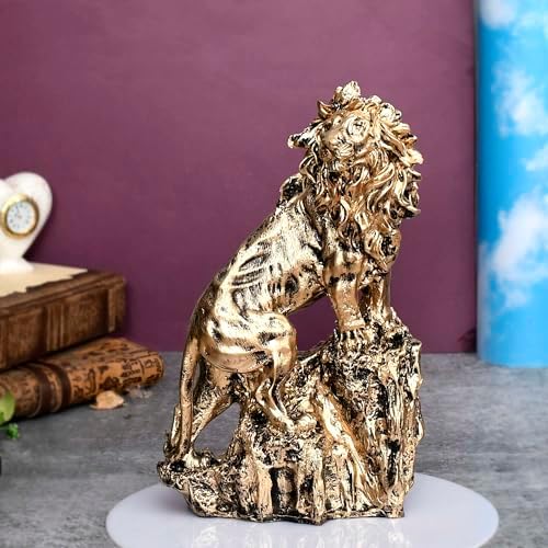 Handmade Resin King Lion Statue for Home Decor