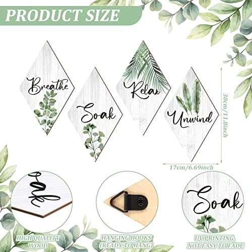 Jetec 4 Pcs Rustic Wooden Decor Signs