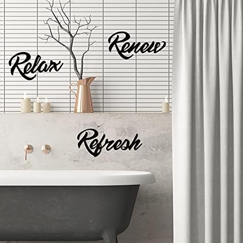 Hotop 3 Pcs Farmhouse Bathroom Metal Signs 1
