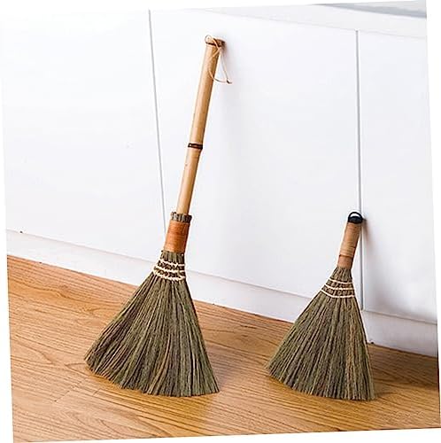 Natural Whisk Broom with Wood Handle for Indoor Cleaning