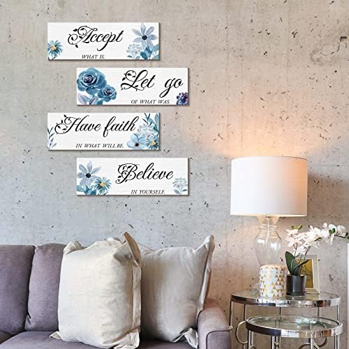 Joyhawk 4 Piece Blue Flower Wall Decor Set