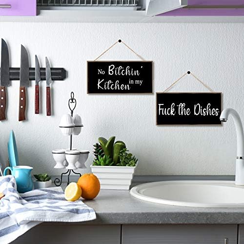 Jetec 2 Pieces Funny Kitchen Wall Signs