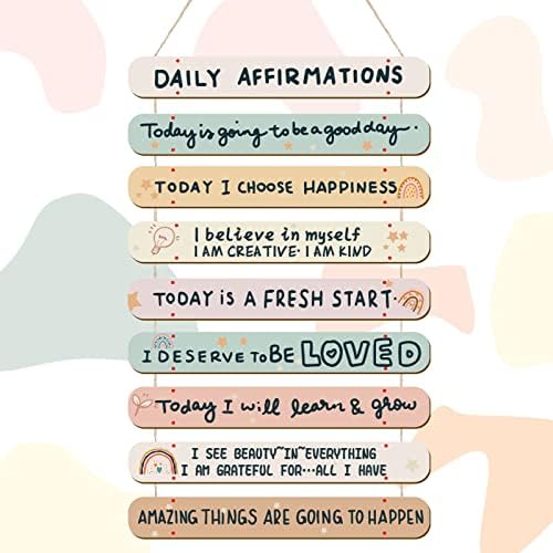 Gerrii Positive Affirmations Wall Decor Rainbow Wooden Art