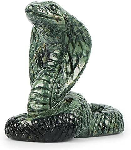 SMQ Crystal Snake Statue 2 Inch Natural Kambaba Jasper Decor