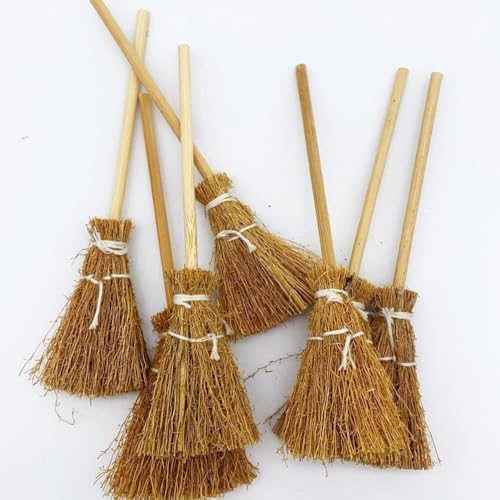 5Pcs Witch Broomstick Set Miniature Brooms Cinnamon Broom Decorative Tools