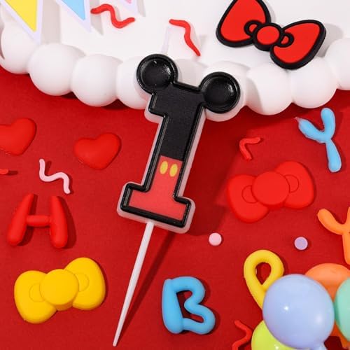 Red Number 1 Mouse Shape Birthday Candle