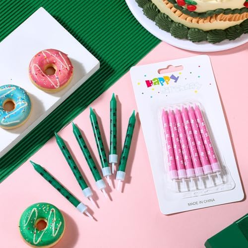 12 Pcs Pink Green Wizard Hat Birthday Candle Cake Topper