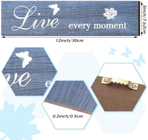 Jetec 3 Piece Rustic Wood Sign Wall Decor Blue Series