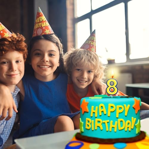 MTLEE Cartoon Yellow Blue Birthday Candles with Numbers