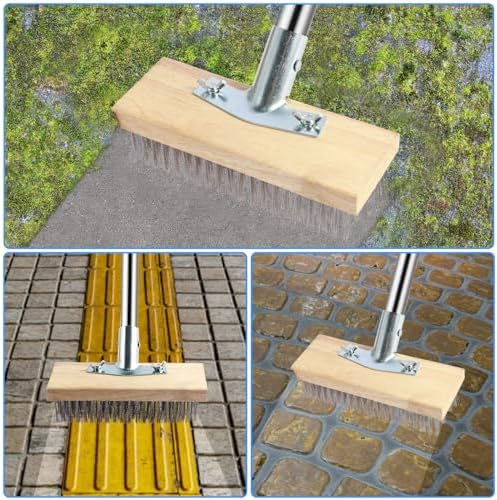 Stainless Steel Wire Floor Brush with 4-Section Handle