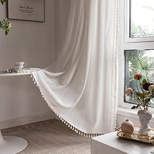 BCLBUSTE Boho Curtains 2 Panels 52x96 Inch Linen Drapes