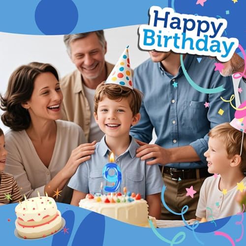 Cartoon Blue Birthday Candle Number 9