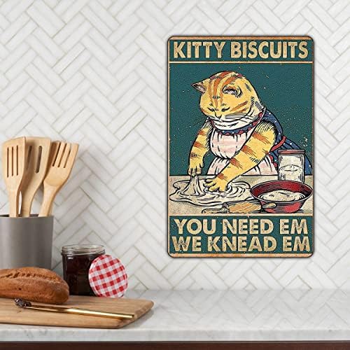 Vintage Kitty Biscuits Metal Sign - 12x8 Inches