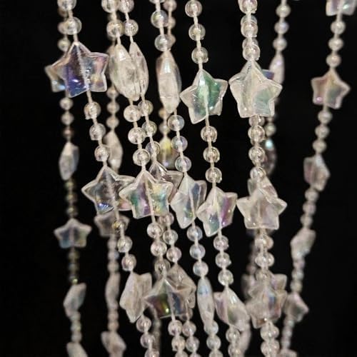 Ave Split Shiny Transparent Star Beaded Curtain