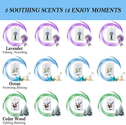 MYARO 12 Pack Scented Sachets 3 Scents - Cedar Wood Ocean Lavender