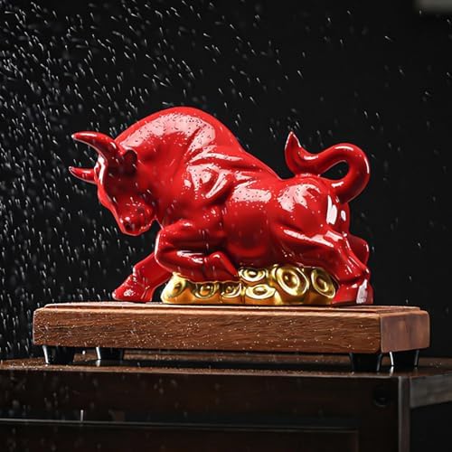 Chinese Ceramic Wall Street Bull Statue - Desk Decor