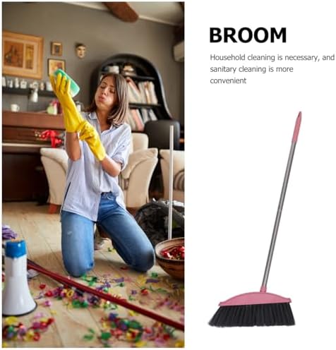 Luxshiny Pink Angle Broom for Indoor Cleaning