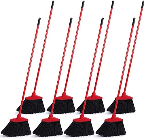 8-Piece Heavy Duty Angle Broom Set with Coated Metal Handle
