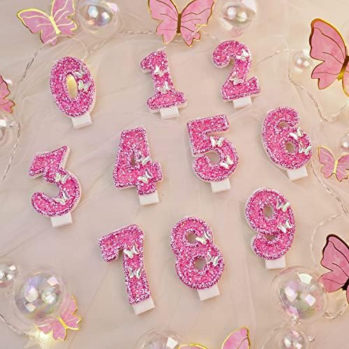 Pink Birthday Candles with 3D Butterfly Design