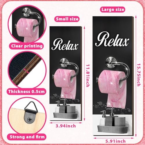 Honoson 4 Pcs Bathroom Wall Decor with Glitter