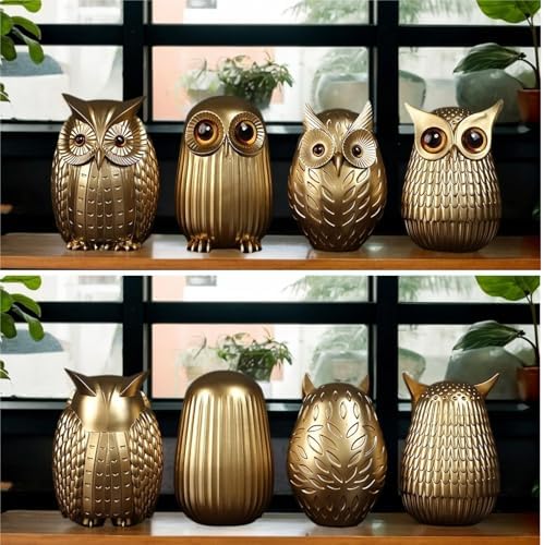 Gold Owl Statue for Home Decor and Gift