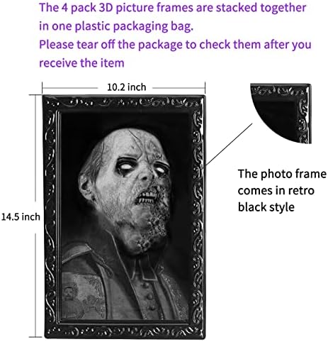 OEDOC 4Pack Halloween 3D Moving Portrait Frames