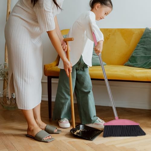 Luxshiny Pink Angle Broom for Indoor Cleaning
